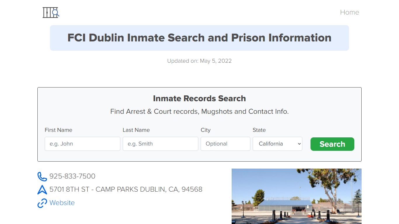 FCI Dublin Inmate Search, Visitation, Phone no. & Mailing ...