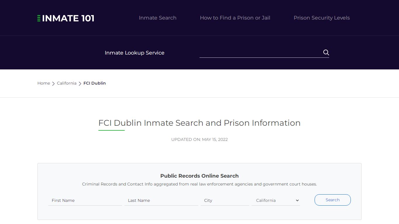 FCI Dublin Inmate Search | Lookup | Roster